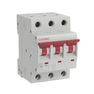 Модульный автоматический выключатель YON MB63, 3P, характеристика C, 16A, 6kA DKC