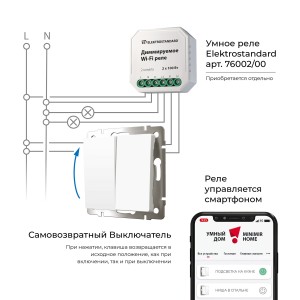 W1122401/ Выключатель двухклавишный с самовозвратом (белый)