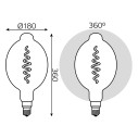 Лампа Gauss Filament BT180 8.5W 165lm 1800К Е27 gray flexible LED 1/2