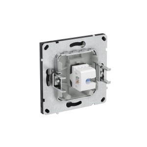 Компьютерная розетка RJ-45 без шторки, кат.6А одинарная,KANT, черный уголь DKC