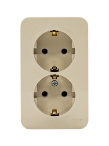 BLANCA О/У РОЗЕТКА двойная с заземлением без шторок, ИЗОЛ.ПЛ., 16А, 250В, БЕЖЕВЫЙ