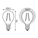 Лампа Gauss Filament Шар 5W 400lm 2700К Е14 golden LED