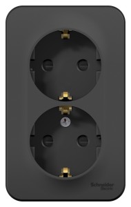 BLANCA О/У РОЗЕТКА двойная с заземлением со шторками, ИЗОЛ.ПЛ., 16А, 250В, АНТРАЦИТ