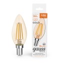 Лампа Gauss Basic Filament Свеча 3,8W 350lm 2400К Е14 golden LED