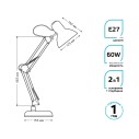 Светильник настольный Gauss модель GTL002 60W 220-240V E27 белый струбцина и основание 1/12