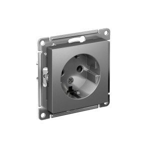 ATLASDESIGN РОЗЕТКА с заземлением без шторок, 16А, механизм, СТАЛЬ