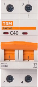 Авт. выкл. ВА47-60 2Р 40А 6кА х-ка С TDM