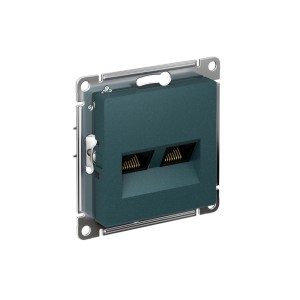 ATLASDESIGN РОЗЕТКА двойная компьютерная RJ45+RJ45 кат. 5e, механизм, ИЗУМРУД