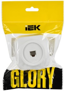 GLORY Розетка для открытой установки телефонная RJ11 РТ20-ХБм белый матовый IEK