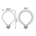 Лампа Gauss Filament G95 10W 1070lm 3000К Е27 milky диммируемая LED 1/20