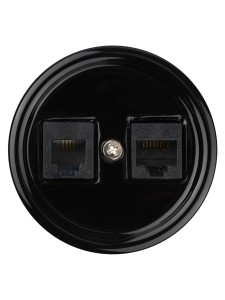 Розетка телефонная RJ11 + компьютерная RJ45 черная «Болонь» TDM