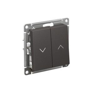 ATLASDESIGN 2-клавишный ВЫКЛЮЧАТЕЛЬ ДЛЯ ЖАЛЮЗИ, сх.4, 10А, механизм, БАЗАЛЬТ