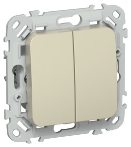 FLITE Выключатель 2-клавишный 10А ВС12-1-0-ФлШ шампань IEK