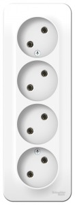BLANCA О/У РОЗЕТКА 4-ая без заземления без шторок, ИЗОЛ.ПЛ., 16А, 250В, БЕЛЫЙ