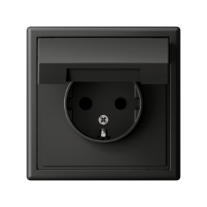 ARTGALLERY РОЗЕТКА с заземл. со шторк. с крышкой, 16А, IP20, механизм, БАЗАЛЬТ