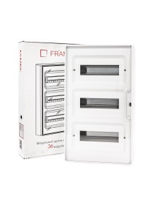 Щиток 36 мод настенный FRAME, белый с прозрачной дверцей, с 4 шинами PEN (2шт на 8 отв. и 2шт на 10 отв.) DKC