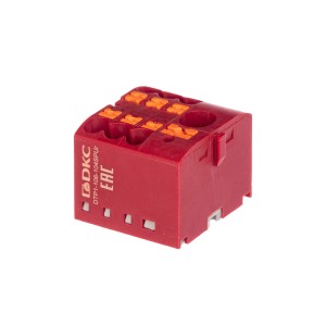Блок распределительный, зажим push-in, 1 ввод 6 кв.мм, 6 точек подключения 2,5 кв.мм, красный DKC