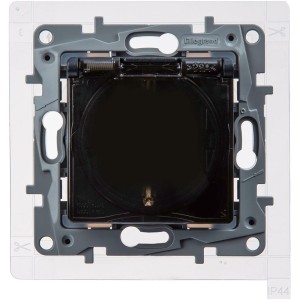 ETIKA Розетка 1-местная с заземлением с защитными шторками и крышкой 16А IP44 антрацит