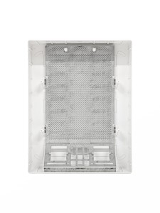 Щиток 24 мод настенный слаботочный Фрейм (FRAME), белый, с белой дверцей, с монтажной платой, 1 розеткой (арт. 76482B) и установочной рамкой