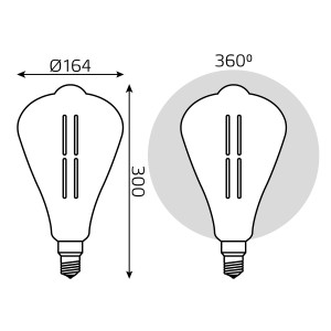 Лампа Gauss Filament ST164 6W 330lm 4000К Е27 gray straight LED 1/6