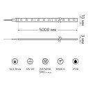 Лента Gauss LED Elementary 5050/60 12V 14.4W 6500K 10mm IP20 5m (ZIP bag) 1/100