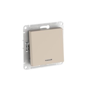 ATLASDESIGN 1-клавишный ВЫКЛЮЧАТЕЛЬ с подсветкой, сх.1а, 10АХ, мех., быстрозажим. клем., ПЕСОЧНЫЙ