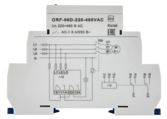 Реле контроля фаз ORF-06D 3 фазы 2 контакта 220-460В AC ONI