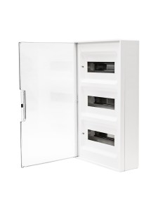 Щиток 36 мод настенный FRAME, белый с прозрачной дверцей, с 4 шинами PEN (2шт на 8 отв. и 2шт на 10 отв.) DKC