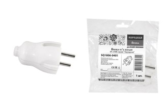 Вилка б/з белая 6А 250В серии "Народная"