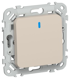 FLITE Выключатель 1-клавишный проходной с индикацией 10А ВС61-1-1-ФлЛ льняной IEK