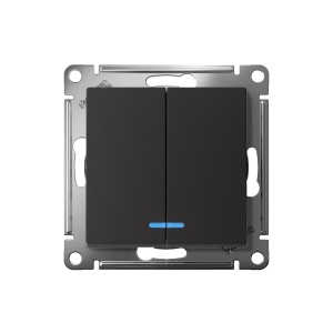 ATLASDESIGN 2-клавишный ВЫКЛЮЧАТЕЛЬ с подсветкой, сх.5а, 10АХ, механизм, КАРБОН