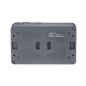 ATLASDESIGN PROFI IP54 О/У БЛОК: РОЗЕТКА с заземл. со шт., 16А, ВЫКЛЮЧАТЕЛЬ 1-клав., 10АХ, АНТРАЦИТ