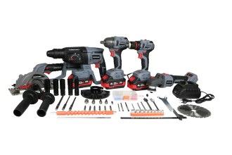 Аккумуляторный бесщеточный E0267 НАБОР 5в1 PROFIPOWER ProfiSet-5F18 (Li-ion-3шт, 4Ач, З/У, кейс, E0080, E0081,T0058, T0056, E0188)