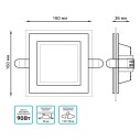 Светильник Gauss Glass кв 12W 990lm 4000K 185-265V IP20 монт 130х130 160*160*36 с дек стек LED 1/10/40