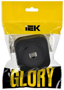 GLORY Розетка для открытой установки телефонная RJ11 РТ20-ХЧм черный матовый IEK