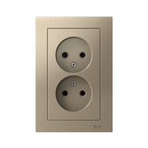 ATLASDESIGN РОЗЕТКА двойная без заземления, 16А, в сборе, ШАМПАНЬ
