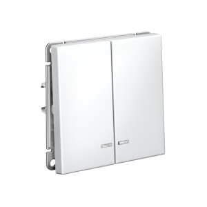 ARTGALLERY 2-клавишный ВЫКЛЮЧАТЕЛЬ с подсветкой, сх.5а, 10АХ, механизм, быстрозажим. клем., БЕЛЫЙ