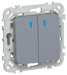 FLITE Выключатель 2-клавишный кнопочный с индикацией 10А ВС12-2-1-ФлМ маренго IEK