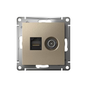 ATLASDESIGN РОЗЕТКА двойная ТВ + компьютерная RJ45 кат. 5e, механизм, ШАМПАНЬ