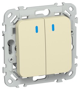 FLITE Выключатель 2-клавишный кнопочный с индикацией 10А ВС12-2-1-ФлН навахо IEK