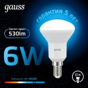 Лампа Gauss R50 6W 530lm 6500K Е14 LED 1/10/100