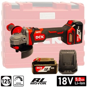 Угловая шлифмашина аккумуляторная KDSM04-125 (18V / 2*5.0Ah / 125 мм / регул.оборотов / Кейс), DCK