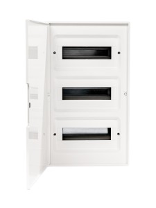 Щиток 36 мод настенный FRAME, белый, с белой дверцей, с 4 шинами PEN (2шт на 8 отв. и 2шт на 10отв.) DKC