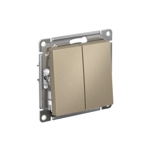 ATLASDESIGN 2-клавишный ВЫКЛЮЧАТЕЛЬ, сх.5, 10АХ, мех., быстрозажим. клем., ШАМПАНЬ