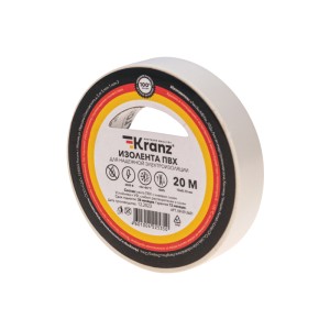 Изолента ПВХ 0,13х15мм, 20м, белая KRANZ.
