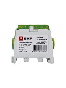 Клемма распределительная КСР с двойным винтом 2x25/2x16 желто-зеленая EKF PROxima