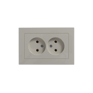 ATLASDESIGN РОЗЕТКА двойная без заземления, 16А, в сборе, БЕЖЕВЫЙ