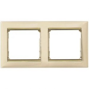 VALENA DIY Рамка 2-местная слоновая кость (золотой штрих)