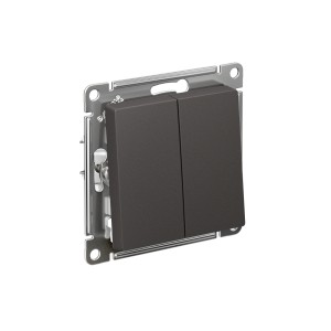 ATLASDESIGN 2-клавишный ВЫКЛЮЧАТЕЛЬ, сх.5, 10АХ, механизм, БАЗАЛЬТ