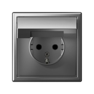 ARTGALLERY РОЗЕТКА с заземл. со шторк. с крышкой, 16А, IP20, механизм, СТАЛЬ